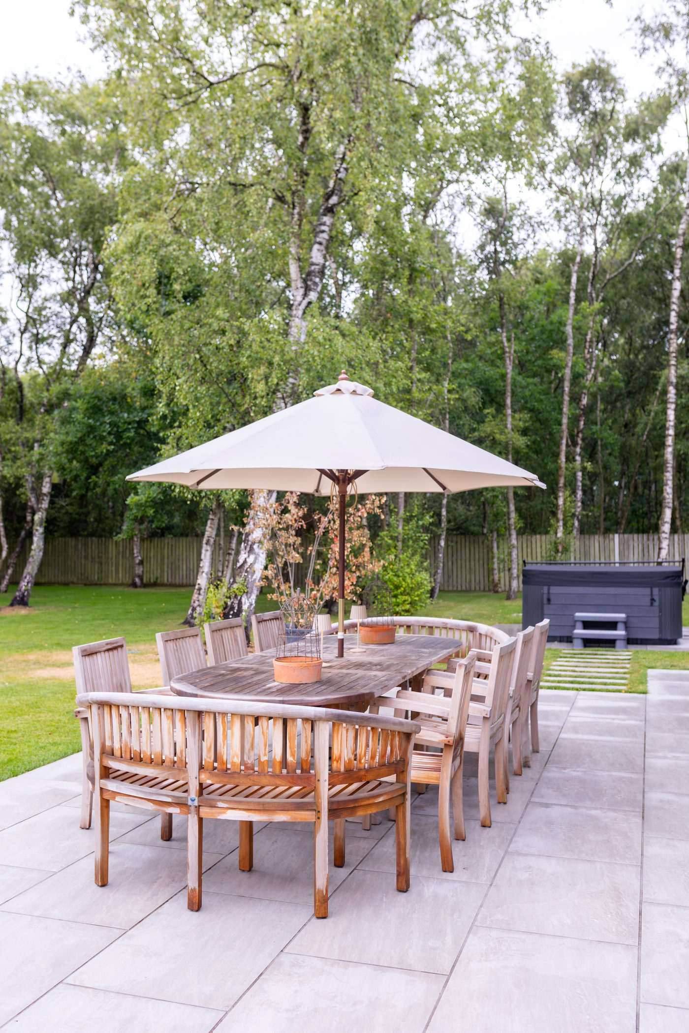 The enclosed birch garden at Warren House, ready to explore